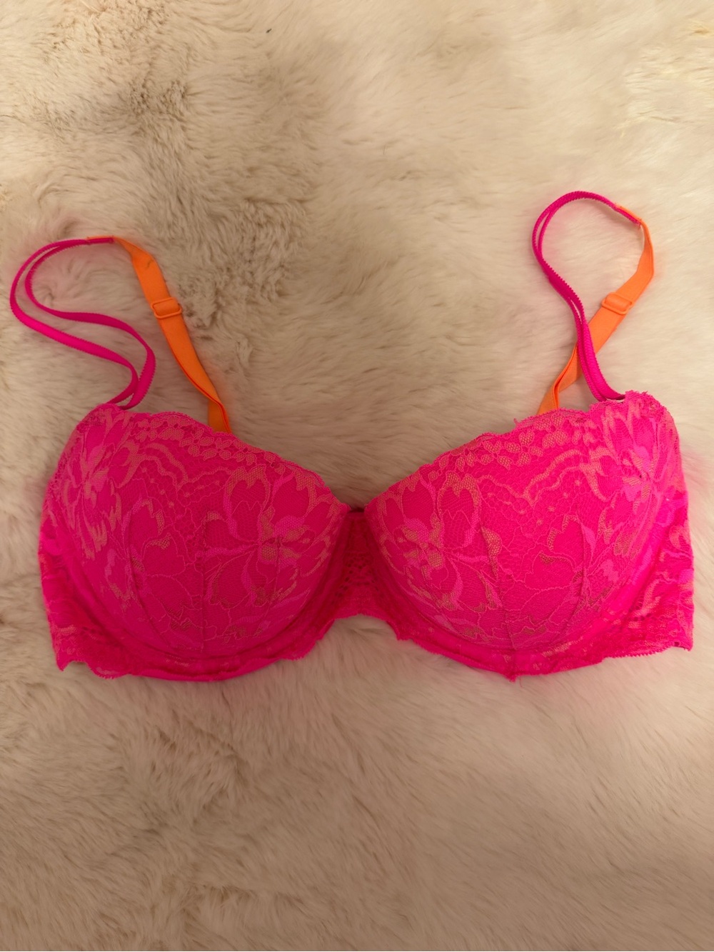 Victoria's Secret PINK Neon Pink Lace Bra
